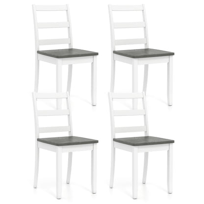Wood Dining Chairs Set of 4 with Ladder Back - Gray