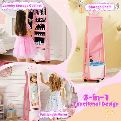 Kids Vanity Set with Jewelry Armoire and Full-Length Mirror