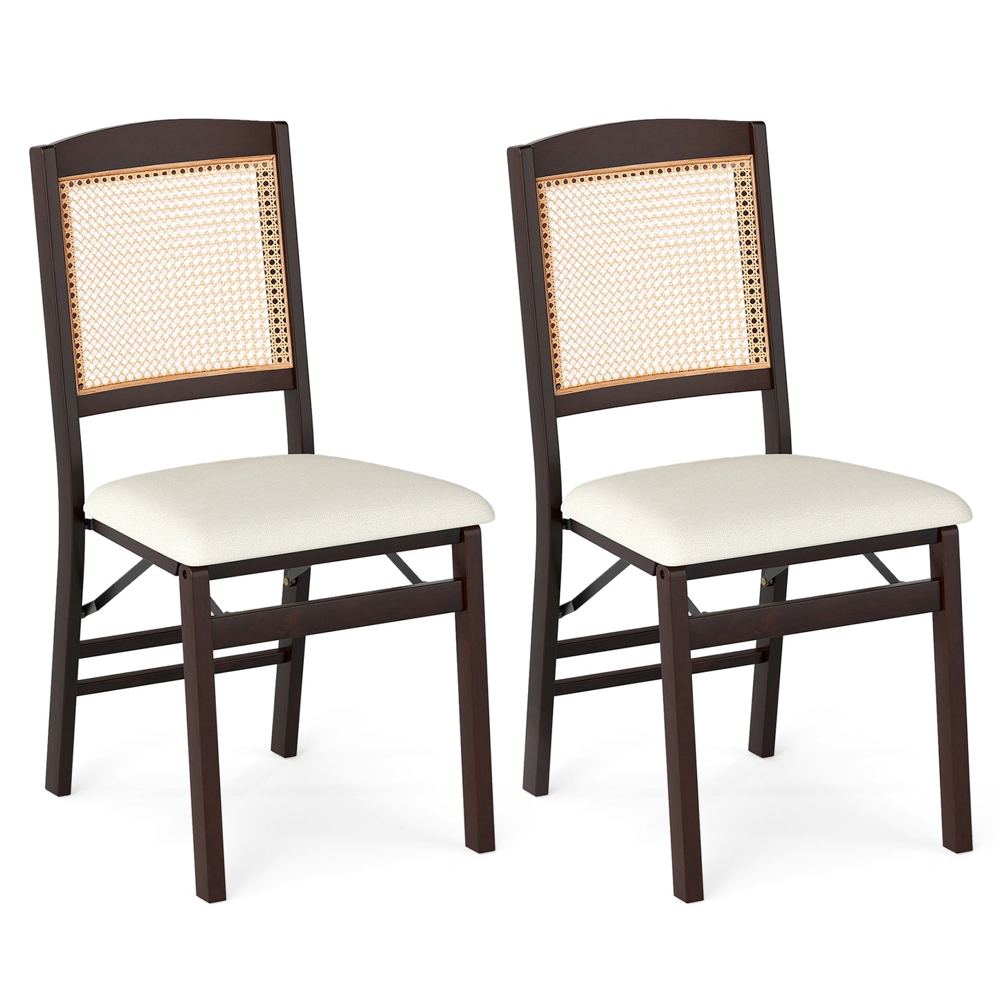 Folding Dining Chairs Set of 2 with Padded Linen Seats