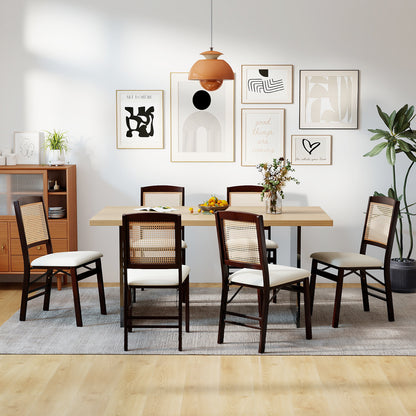 Folding Dining Chairs Set of 2 with Padded Linen Seats