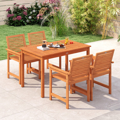 5-Piece Wood Patio Dining Set with Rectangular Table