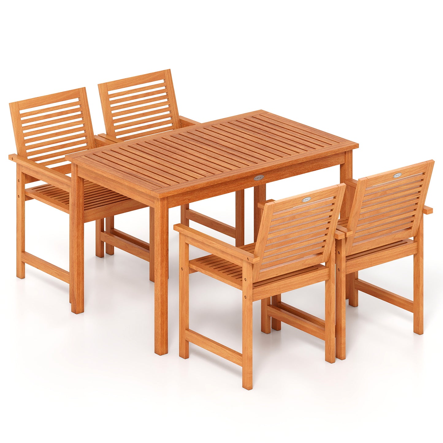 5-Piece Wood Patio Dining Set with Rectangular Table