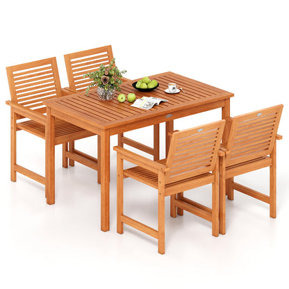 5-Piece Wood Patio Dining Set with Rectangular Table