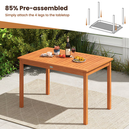 5-Piece Wood Patio Dining Set with Rectangular Table