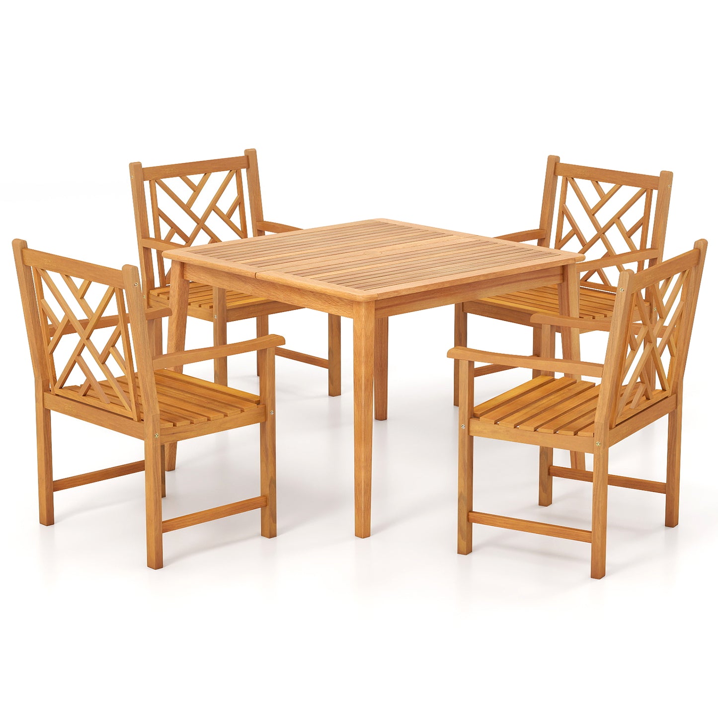 5-Piece Patio Dining Set with Square Table and 4 Chairs