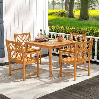 5-Piece Patio Dining Set with Square Table and 4 Chairs