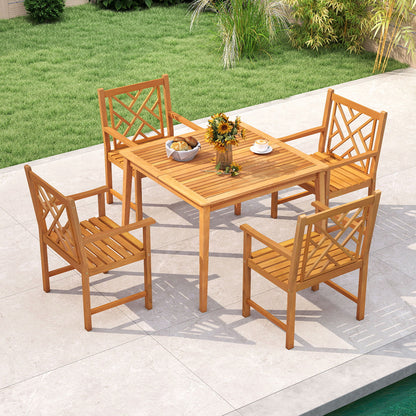 5-Piece Patio Dining Set with Square Table and 4 Chairs