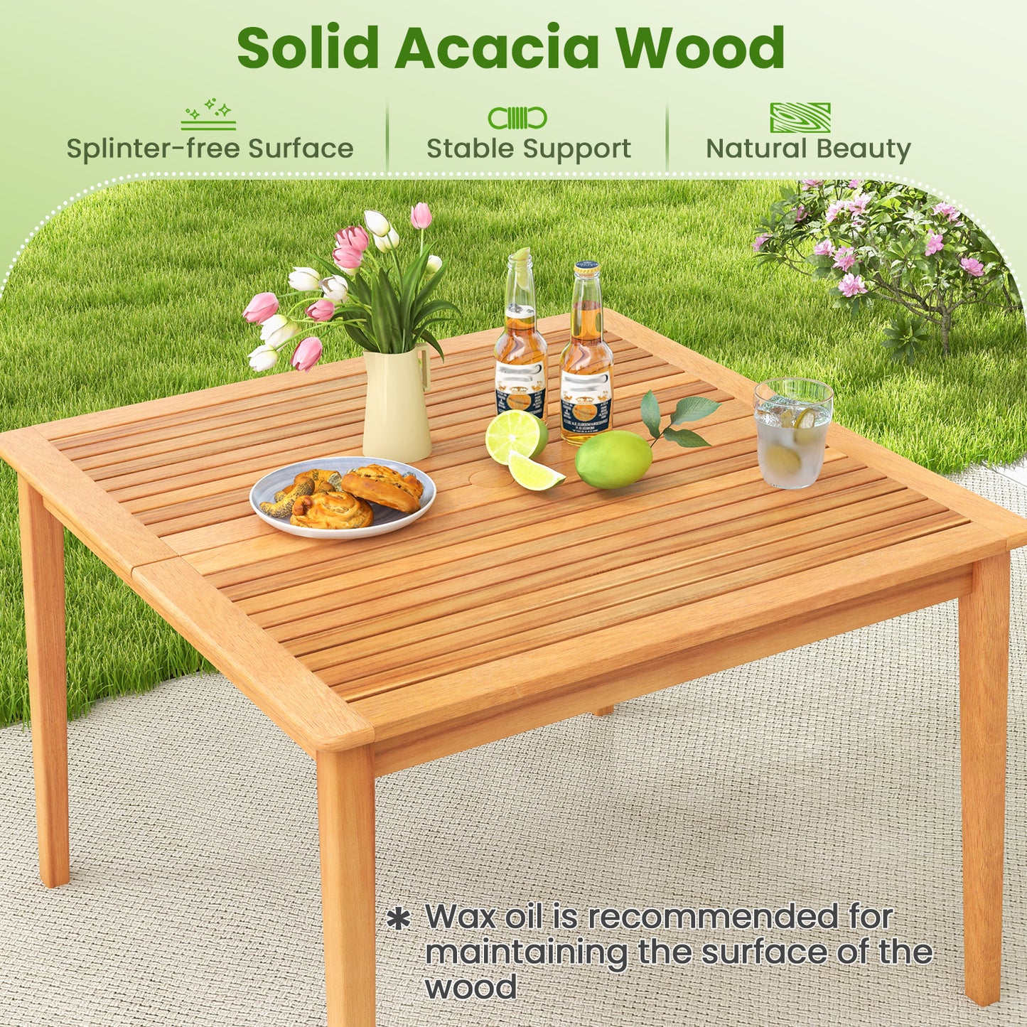 5-Piece Patio Dining Set with Square Table and 4 Chairs