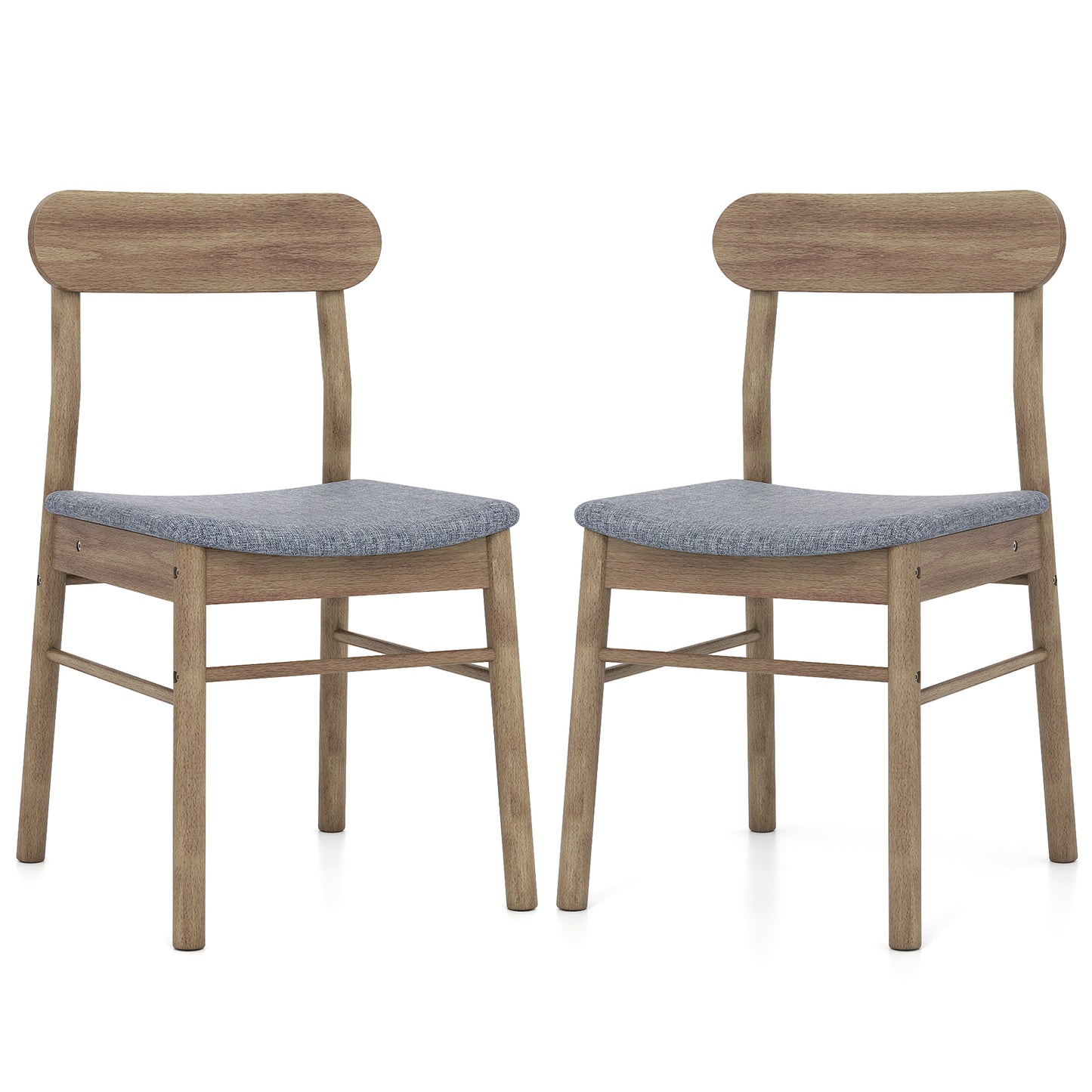 Upholstered Dining Chairs Set of 2 with Rubber Wood Frame