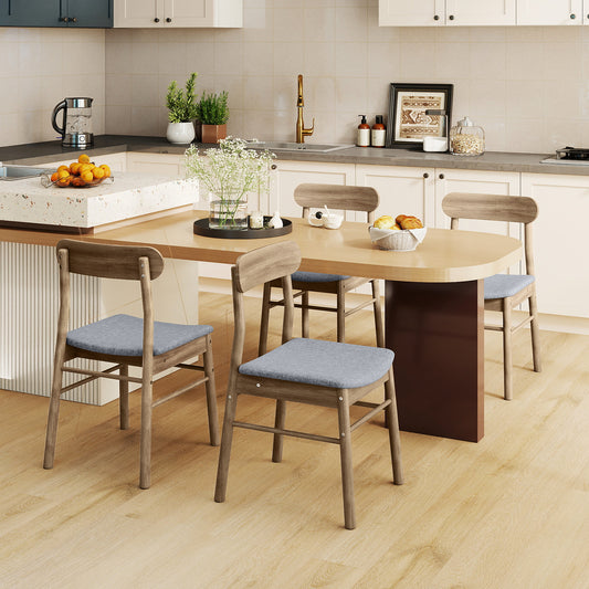 Upholstered Dining Chairs Set of 4 with Rubber Wood Frame