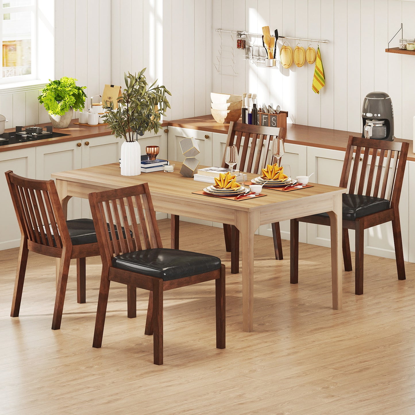 Upholstered Dining Chairs Set of 4 with Padded Seats