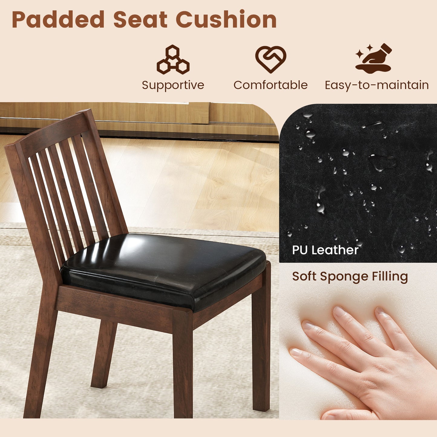 Upholstered Dining Chairs Set of 4 with Padded Seats