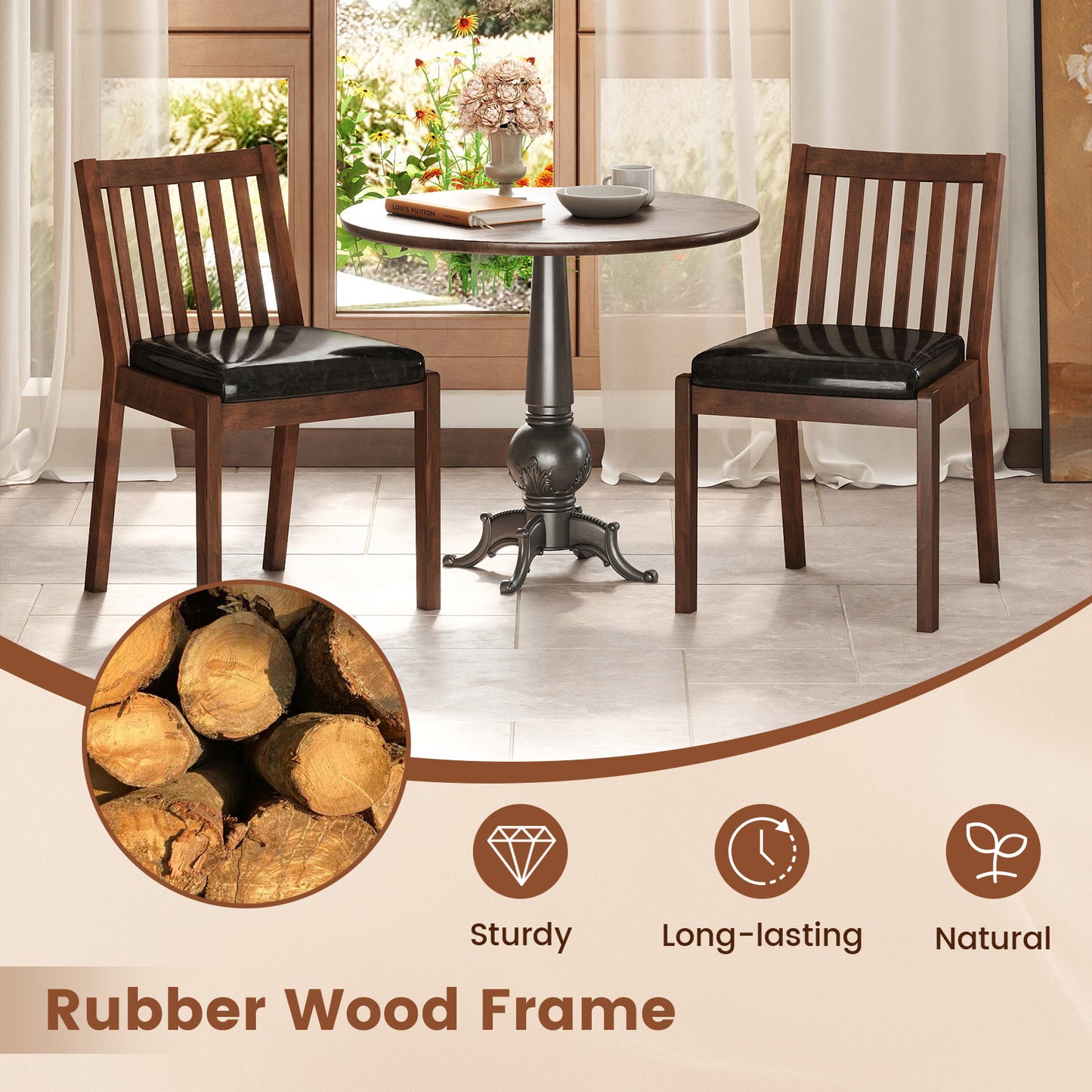 Upholstered Dining Chairs Set of 4 with Padded Seats