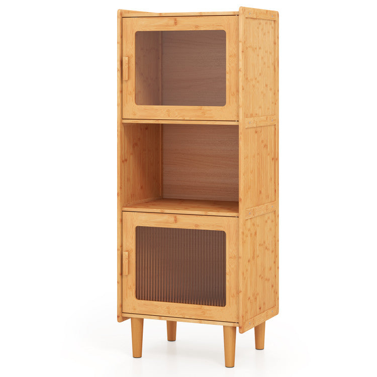 3-Piece Dining Room Set with Bamboo Sideboard & Storage Cabinet