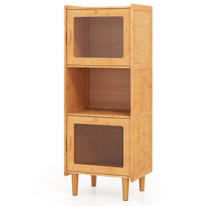 3-Piece Dining Room Set with Bamboo Sideboard & Storage Cabinet