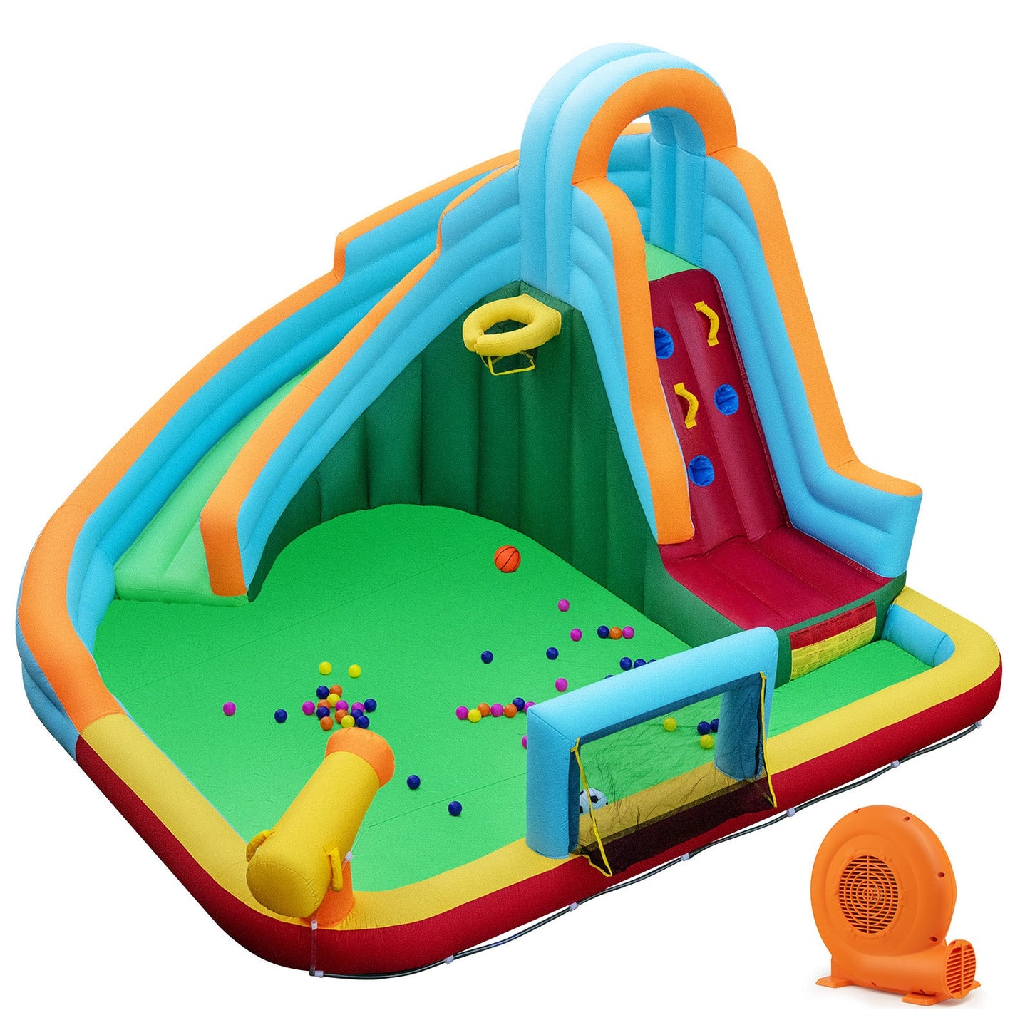 6-in-1 Inflatable Water Slide Park with 750W Blower for Yard