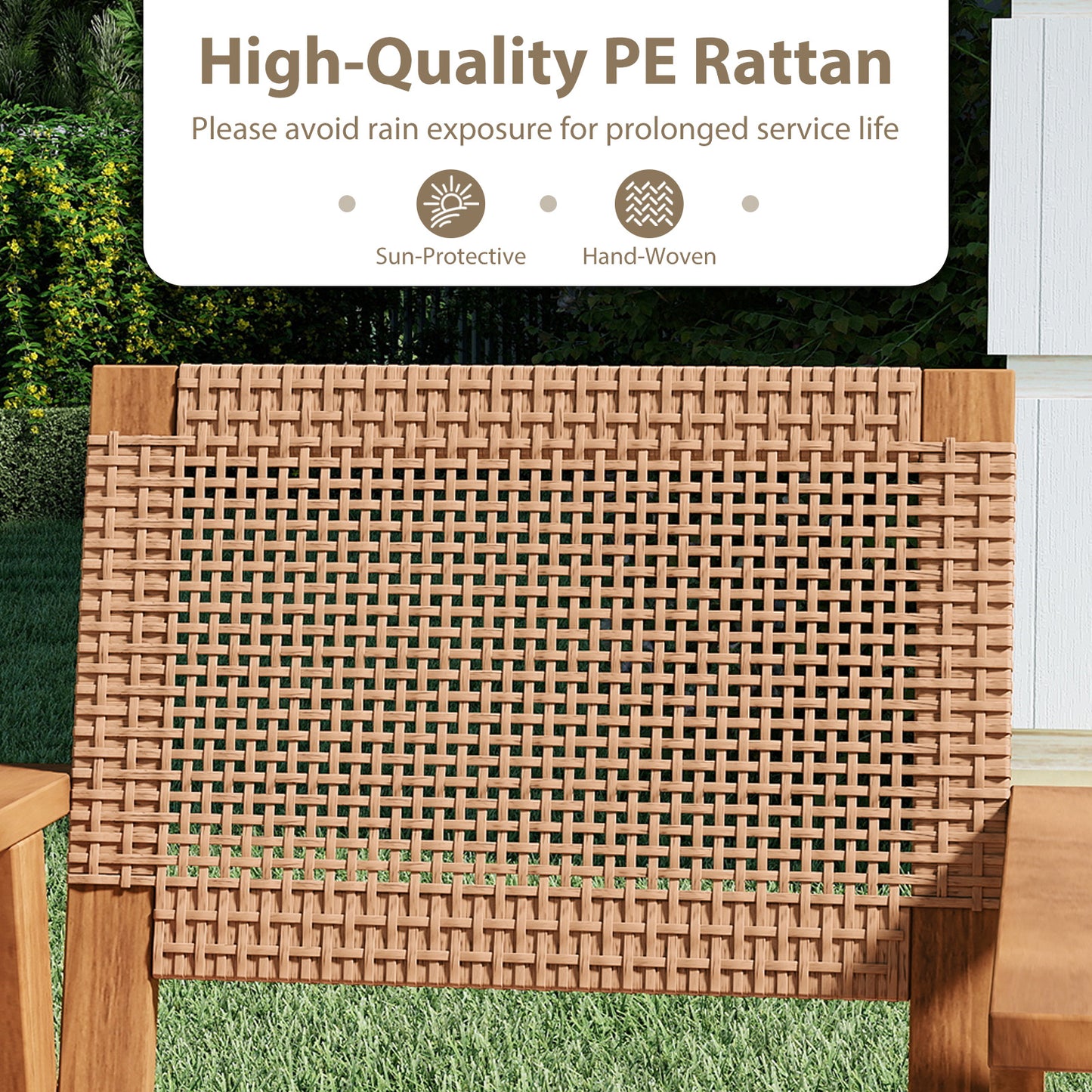 5-Piece Acacia Wood Patio Dining Set with Rattan Chairs