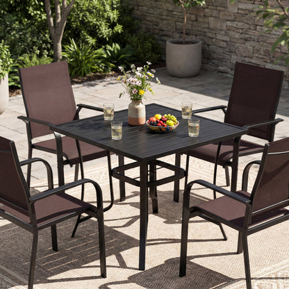 5-Piece Patio Dining Set with Stackable Chairs for 4