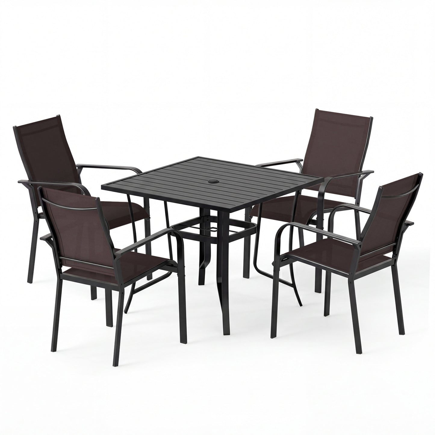 5-Piece Patio Dining Set with Stackable Chairs for 4