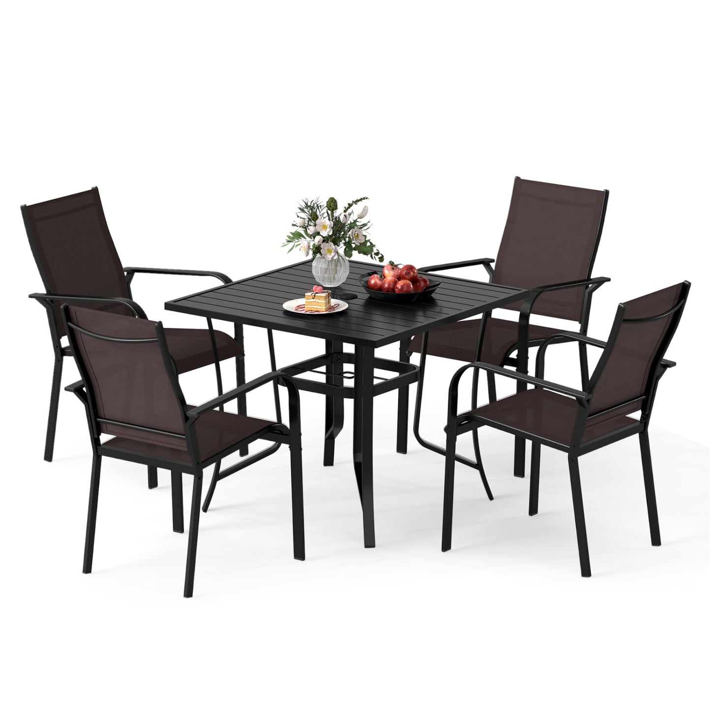 5-Piece Patio Dining Set with Stackable Chairs for 4