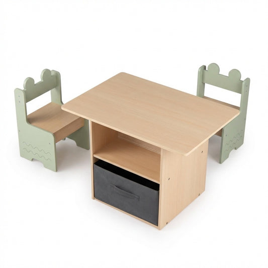 Kids Table and Chair Set with Storage Compartments