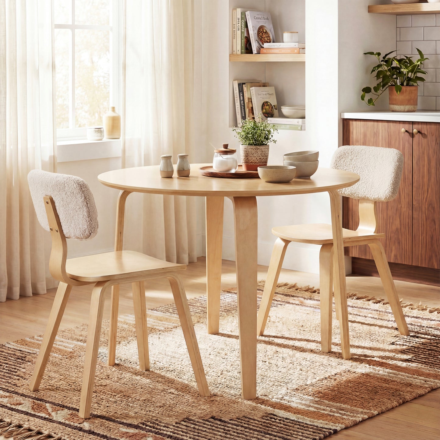 3-Piece Dining Set with Padded Chairs and Round Table
