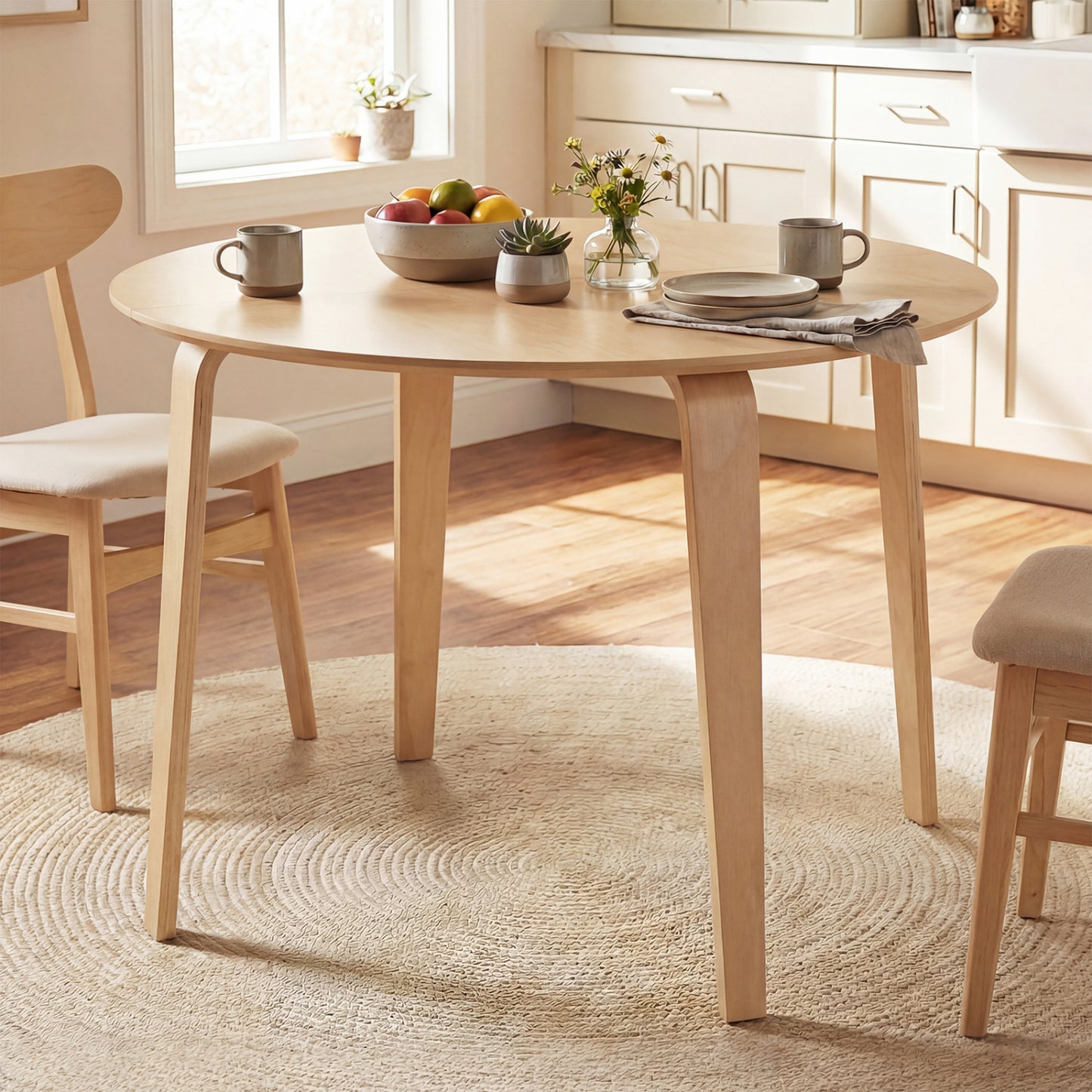 3-Piece Dining Set with Padded Chairs and Round Table
