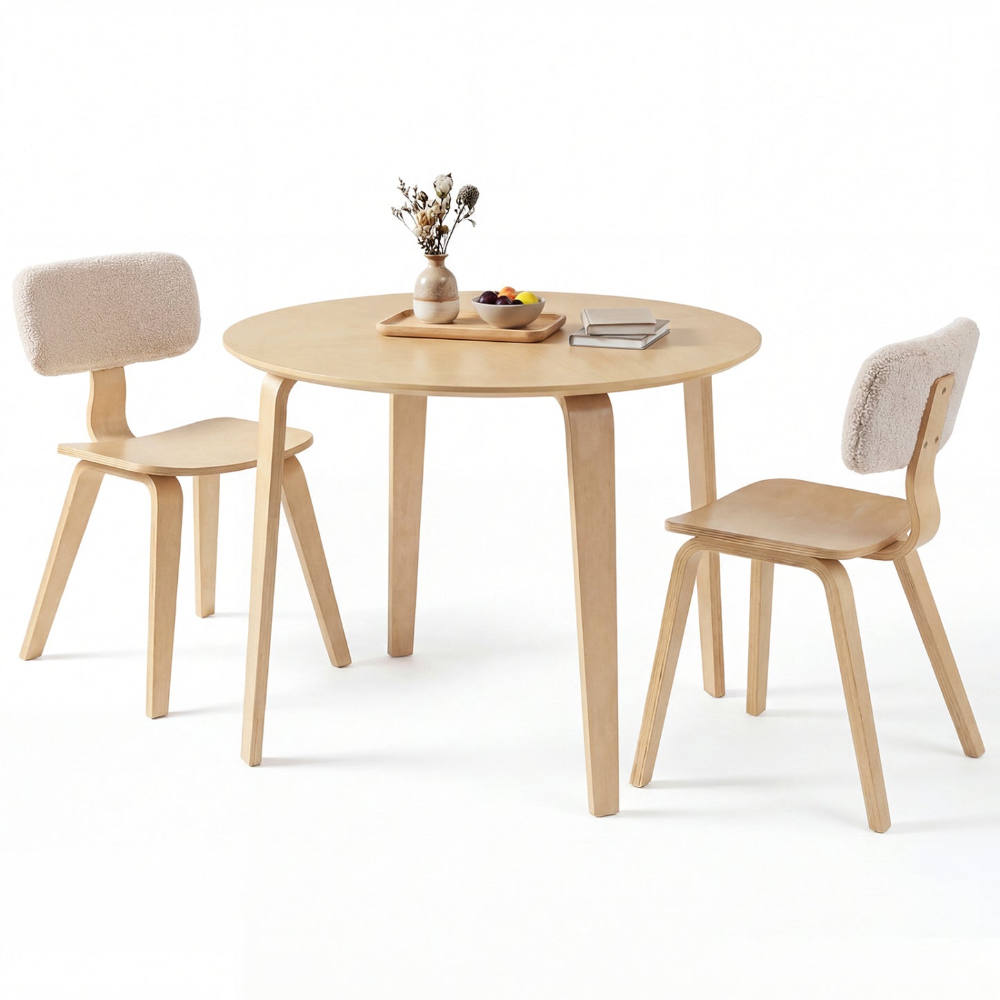 3-Piece Dining Set with Padded Chairs and Round Table