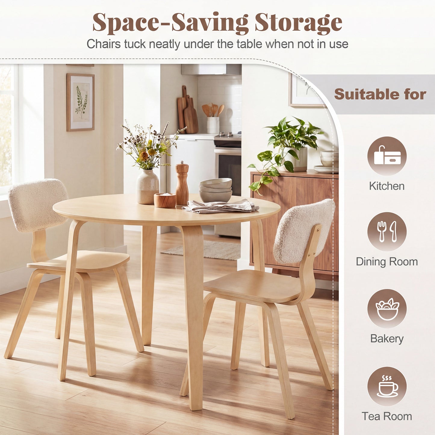3-Piece Dining Set with Padded Chairs and Round Table