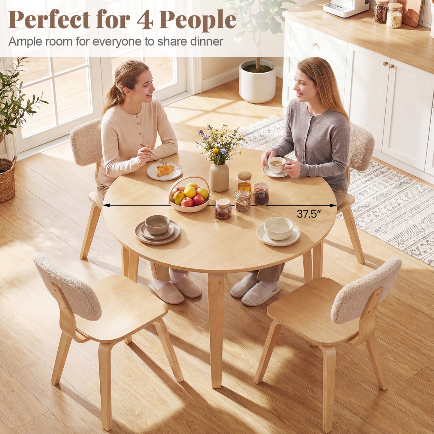3-Piece Dining Set with Padded Chairs and Round Table