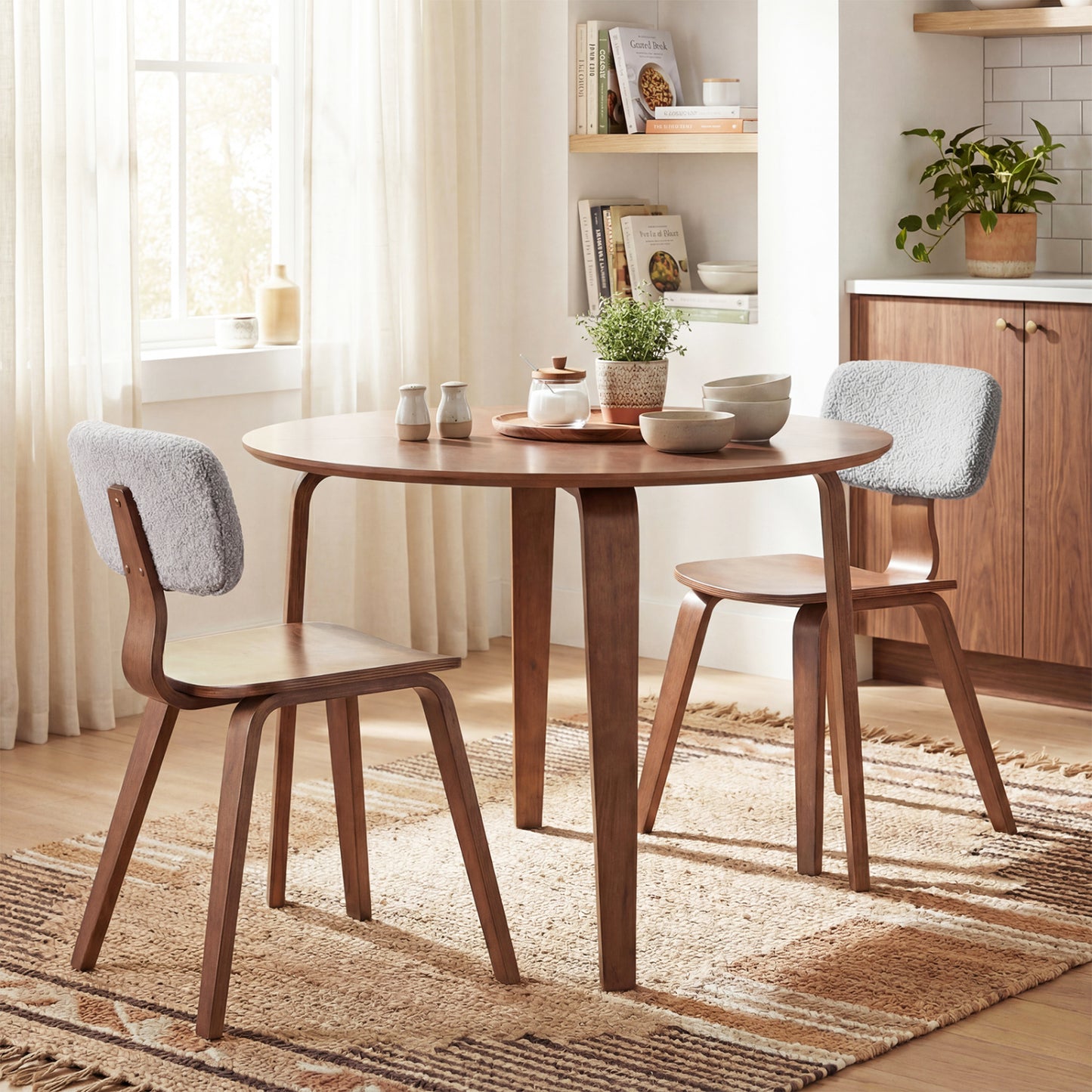 3-Piece Dining Set with Padded Chairs and Round Table