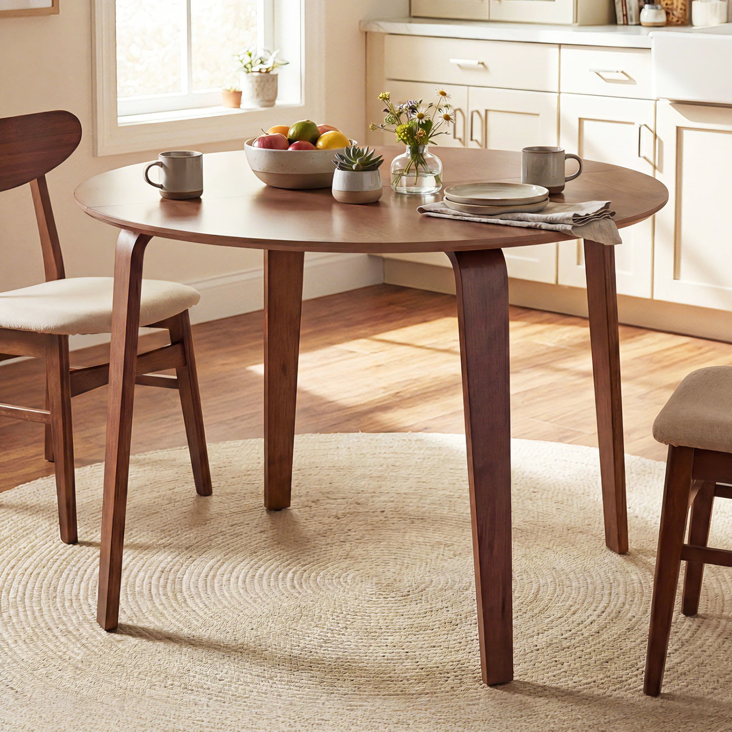 3-Piece Dining Set with Padded Chairs and Round Table