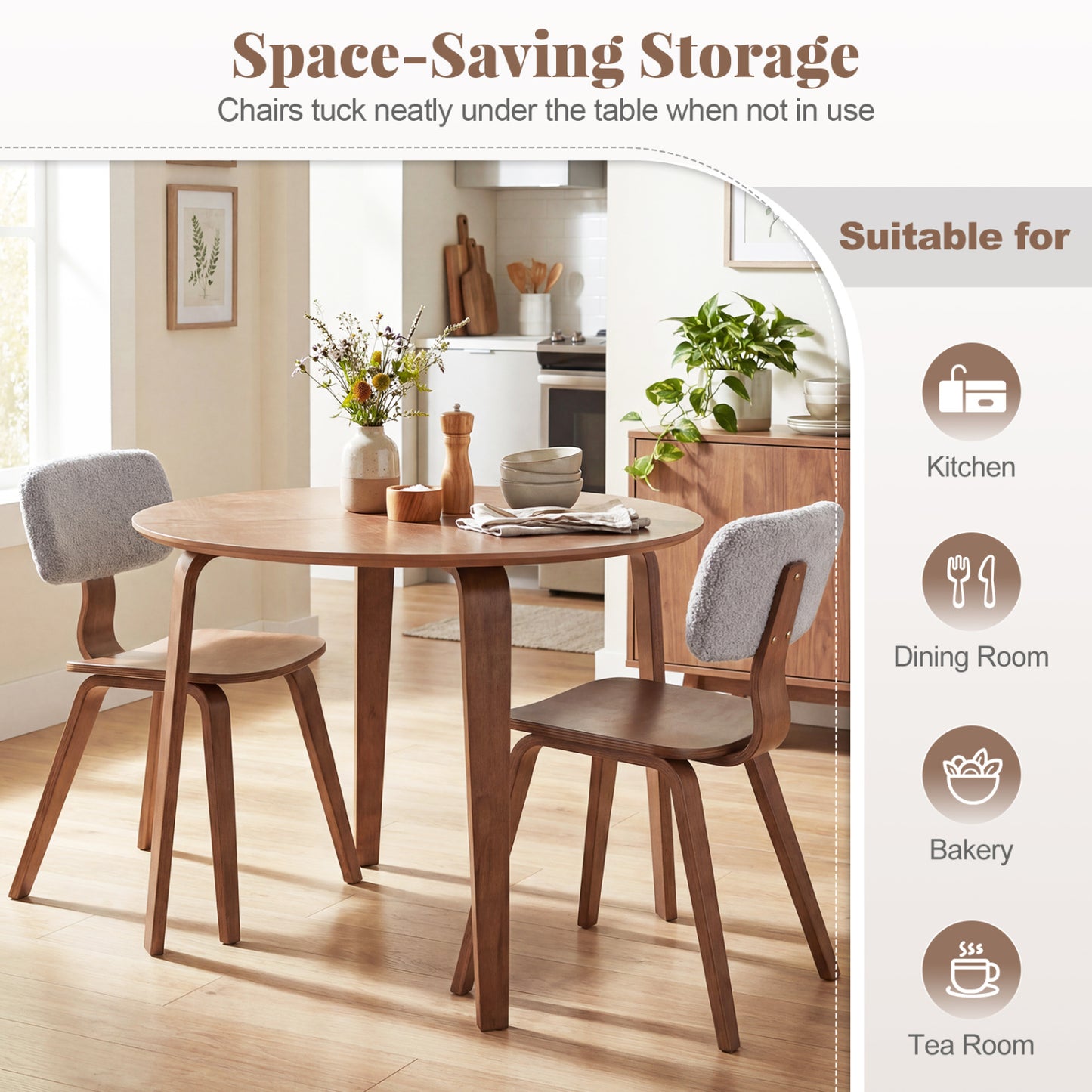 3-Piece Dining Set with Padded Chairs and Round Table