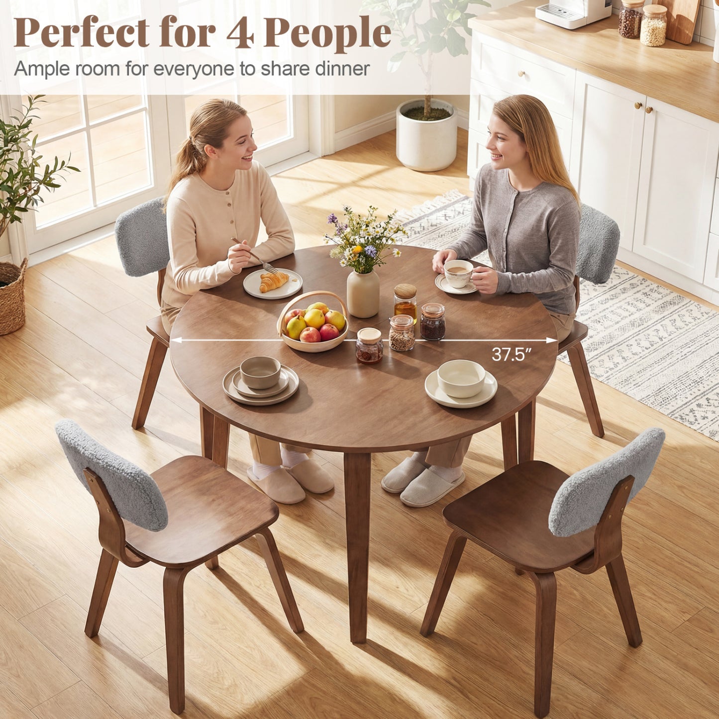 3-Piece Dining Set with Padded Chairs and Round Table