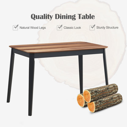 5-Piece Dining Table Set with 4 Chairs - Rubber Wood