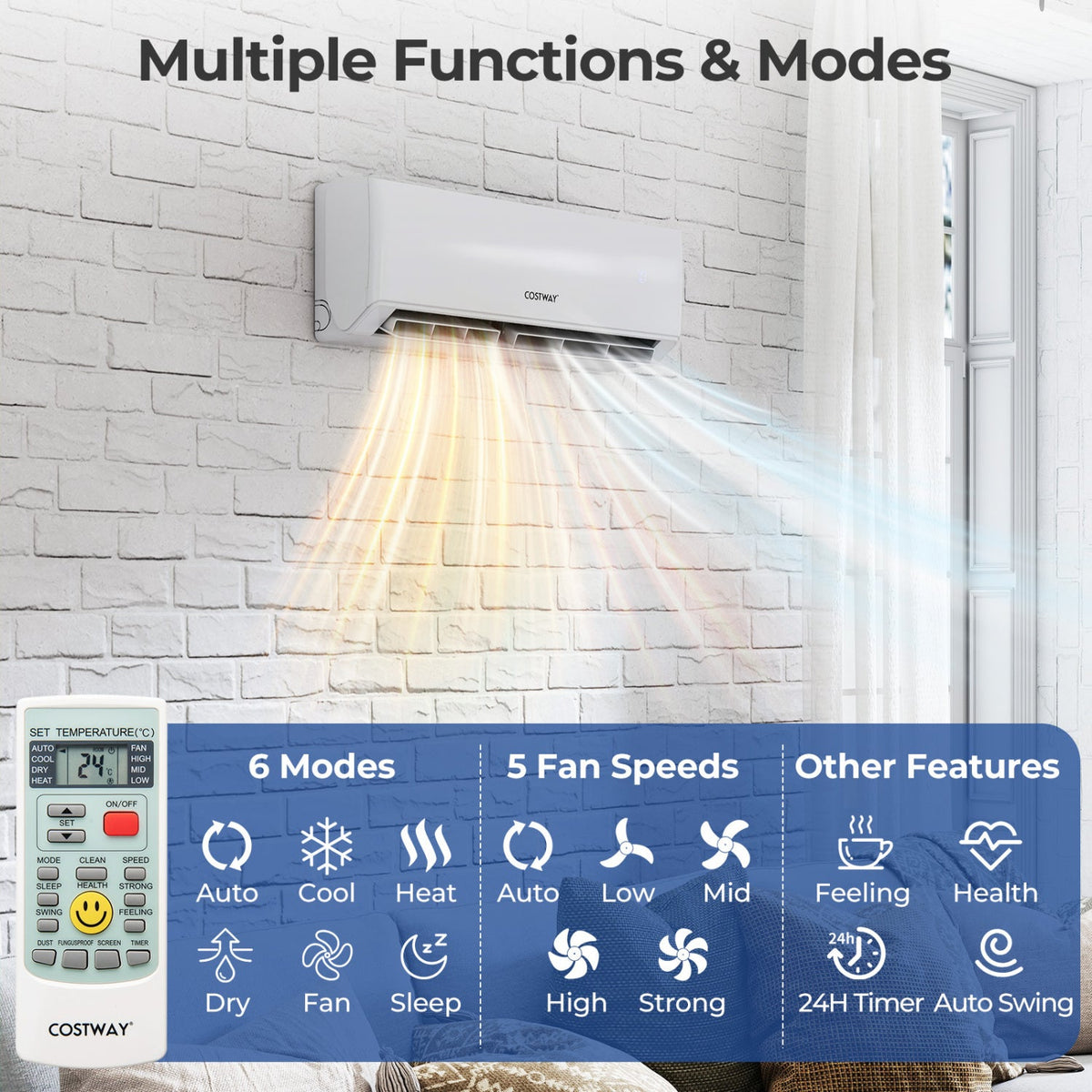 UltrEco Series 24000 BTU 2 Zone 23 SEER2 Mini Split Air Conditioner Wifi Enabled with Heat Pump