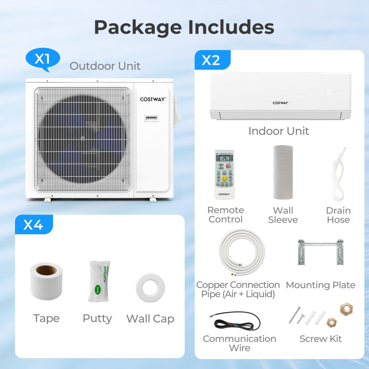 UltrEco Series 24000 BTU 2 Zone 23 SEER2 Mini Split Air Conditioner Wifi Enabled with Heat Pump