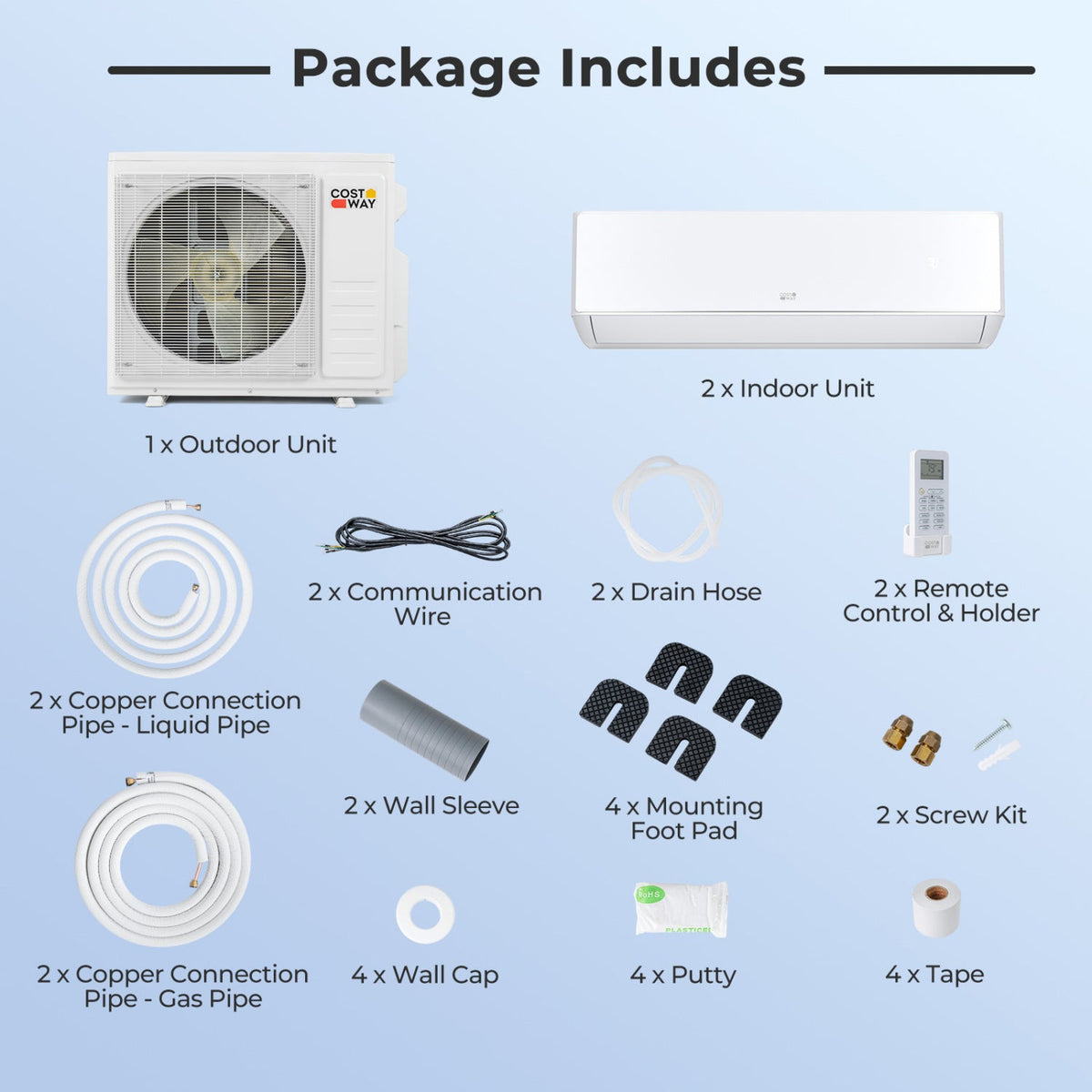 X-Pro 18000 BTU 2 Zone 24 SEER2 Mini Split AC with Heat Pump