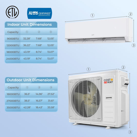 X-Pro 35000 BTU 2 Zone 22.5 SEER2 Mini Split AC with Heat Pump