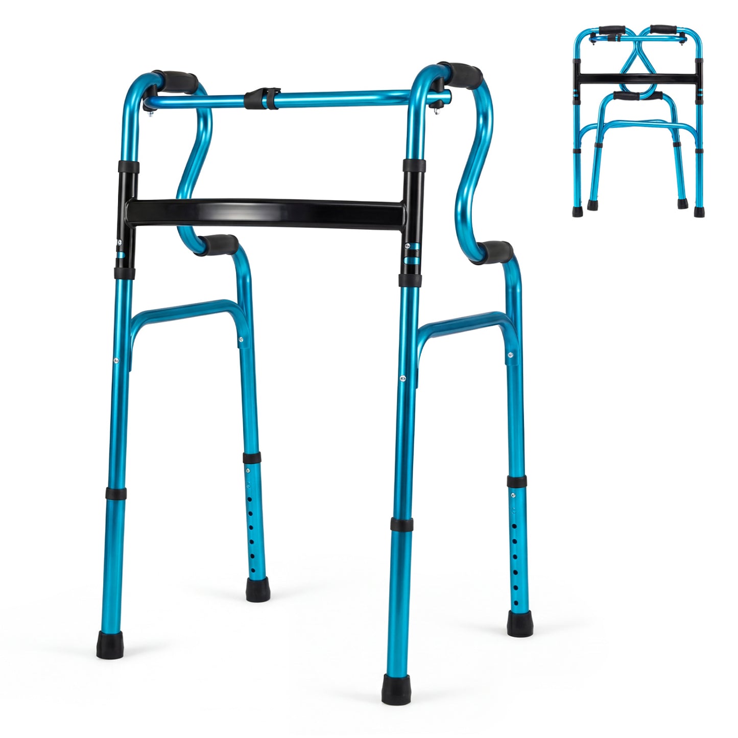 Folding Aluminum Walker with Adjustable Height for Seniors