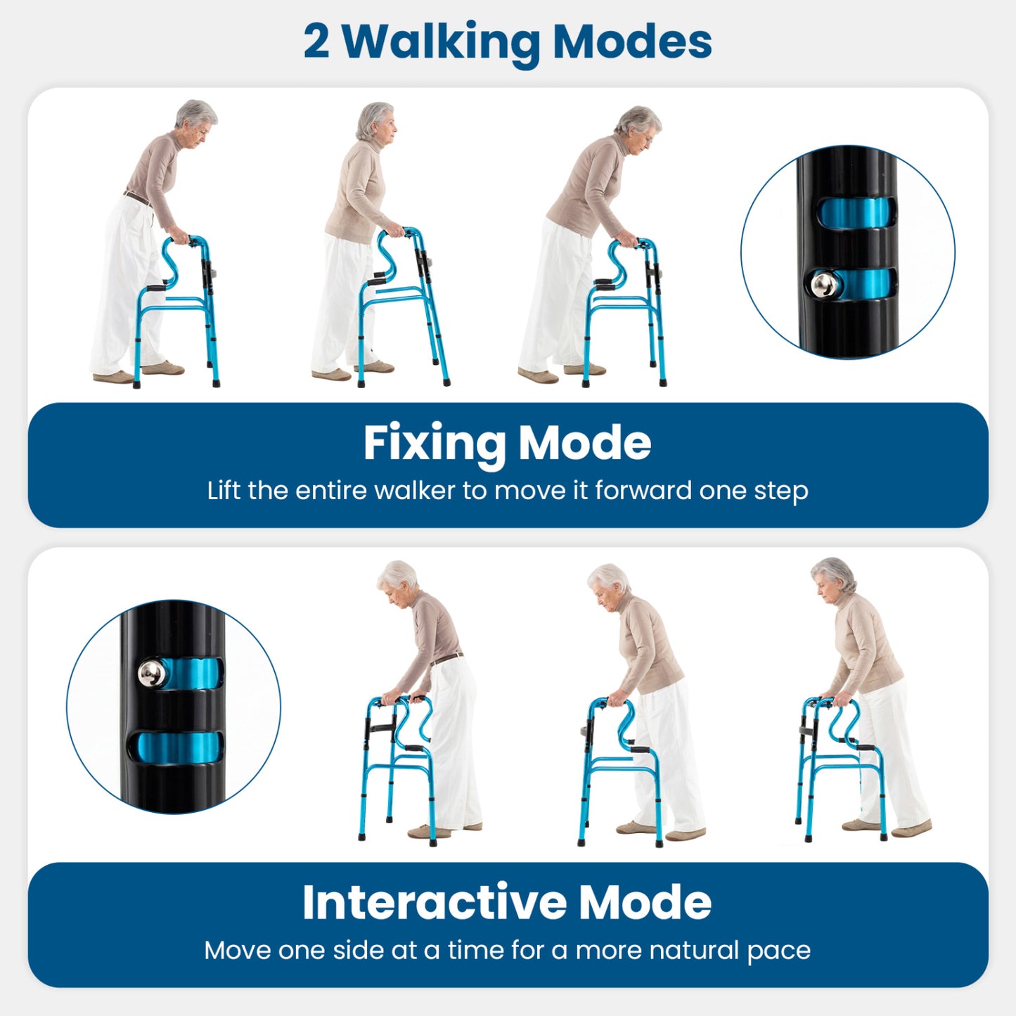 Folding Aluminum Walker with Adjustable Height for Seniors