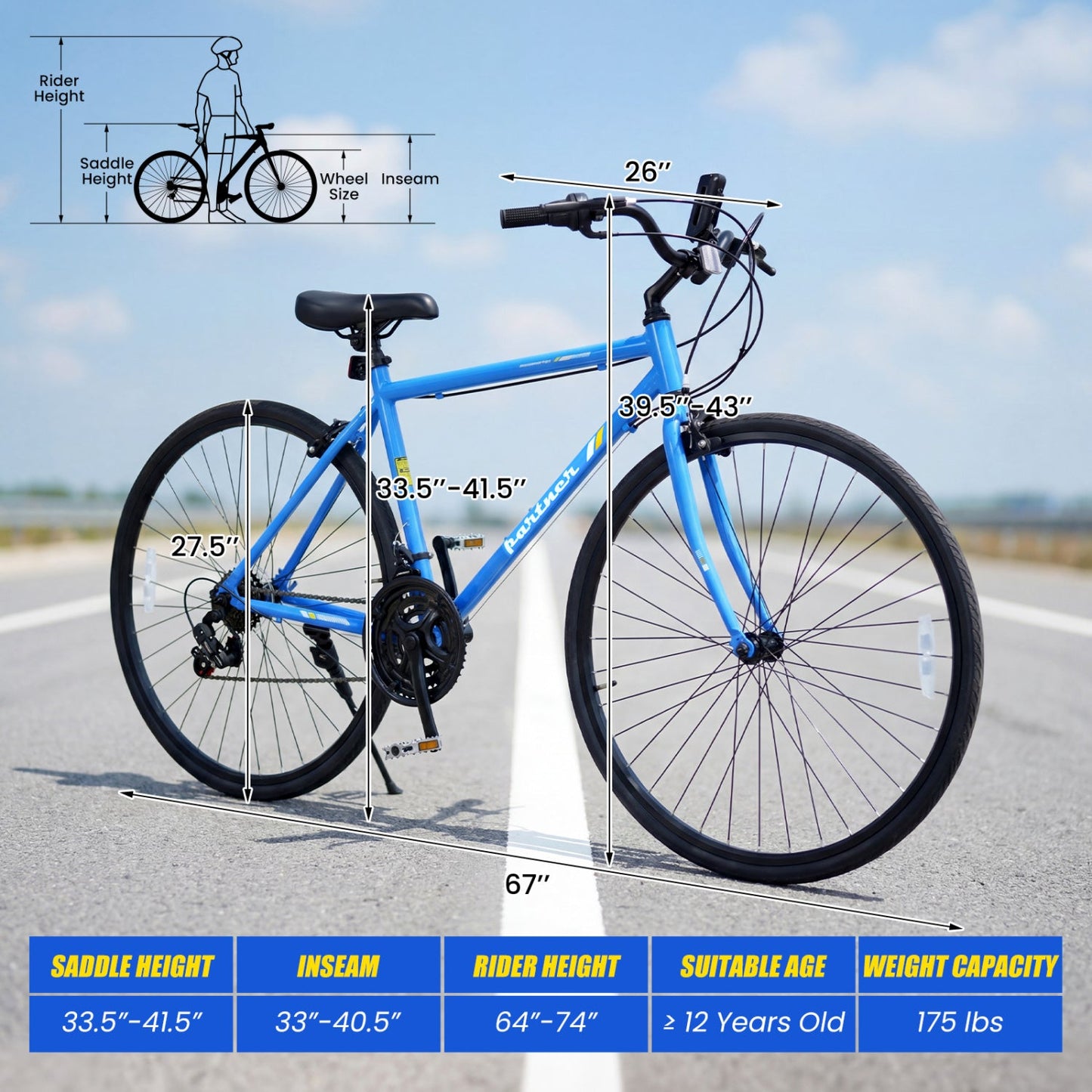 700C Hybrid Bike for Adult with 18-Speed Shimano Drivetrain and Phone Holder