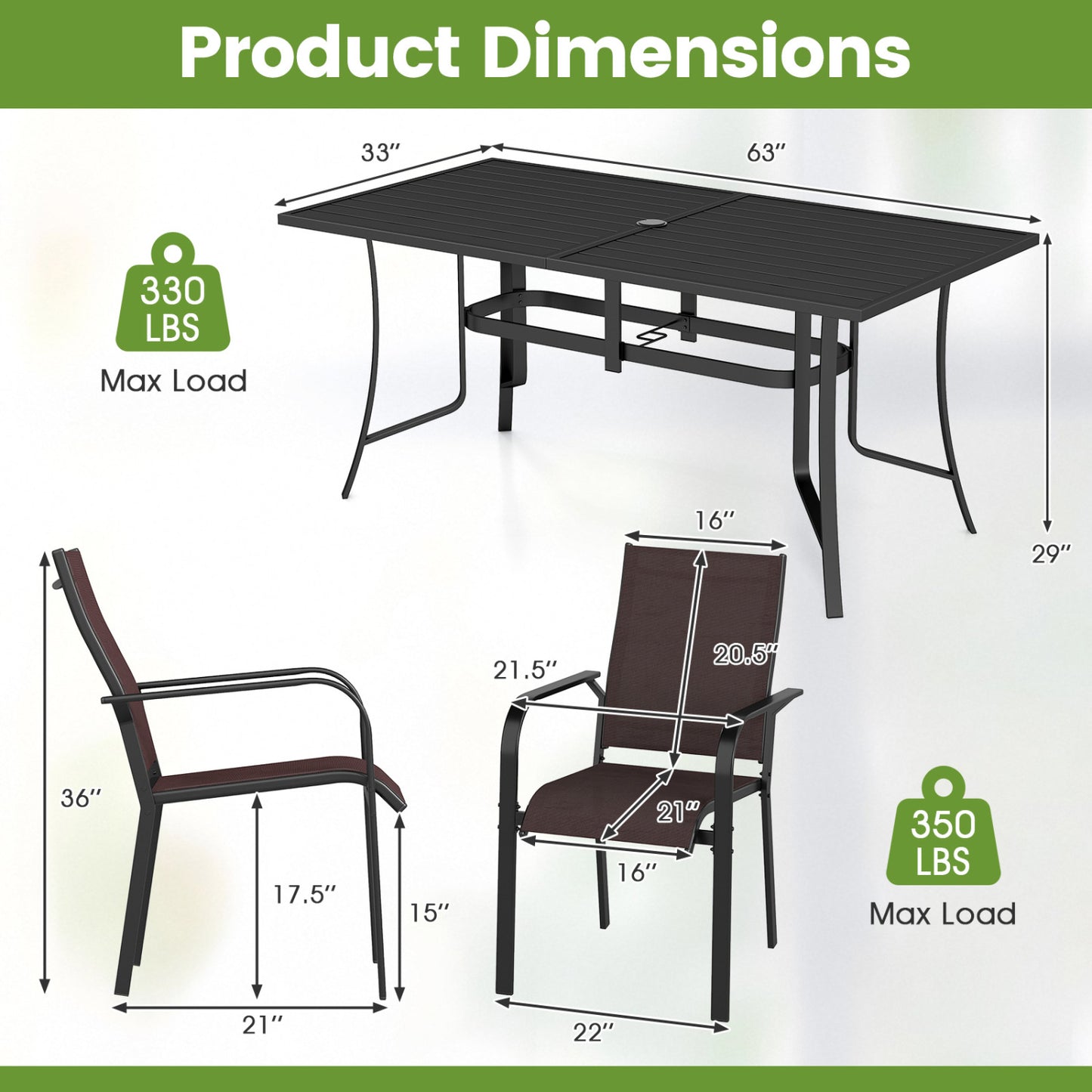 7-Piece Patio Dining Set for 6 with Stackable Mesh Chairs