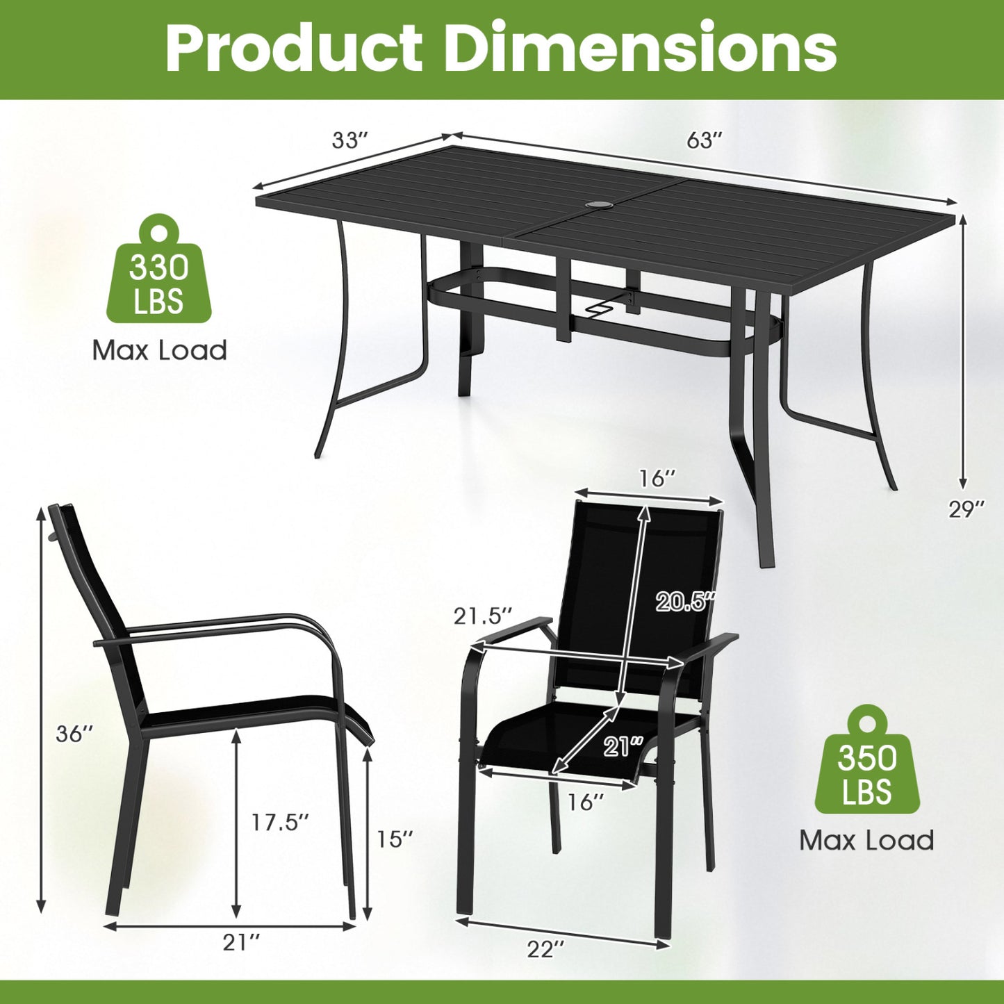 7-Piece Patio Dining Set for 6 with Stackable Mesh Chairs