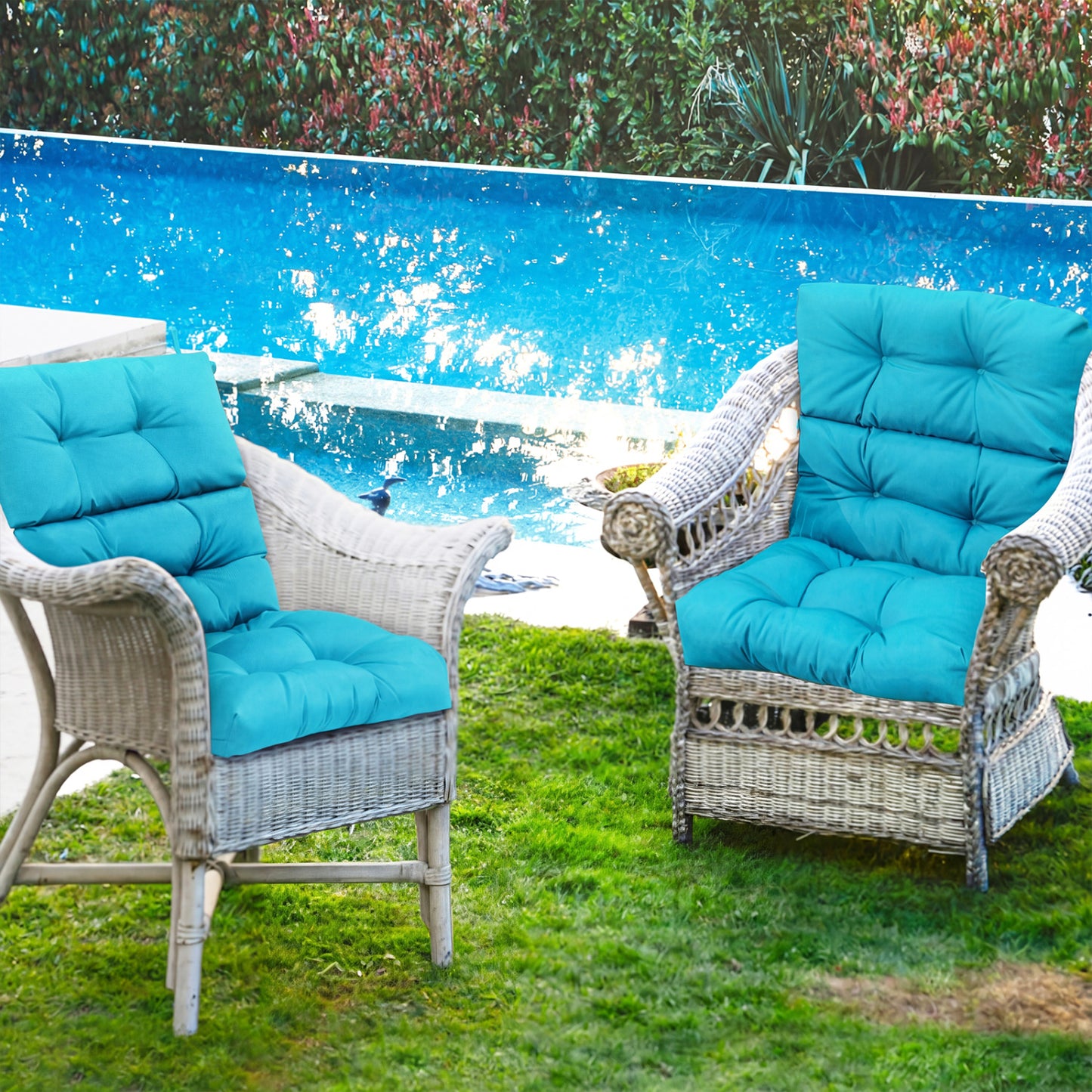 High Back Chair Cushion Set of 2 with Adjustable Height