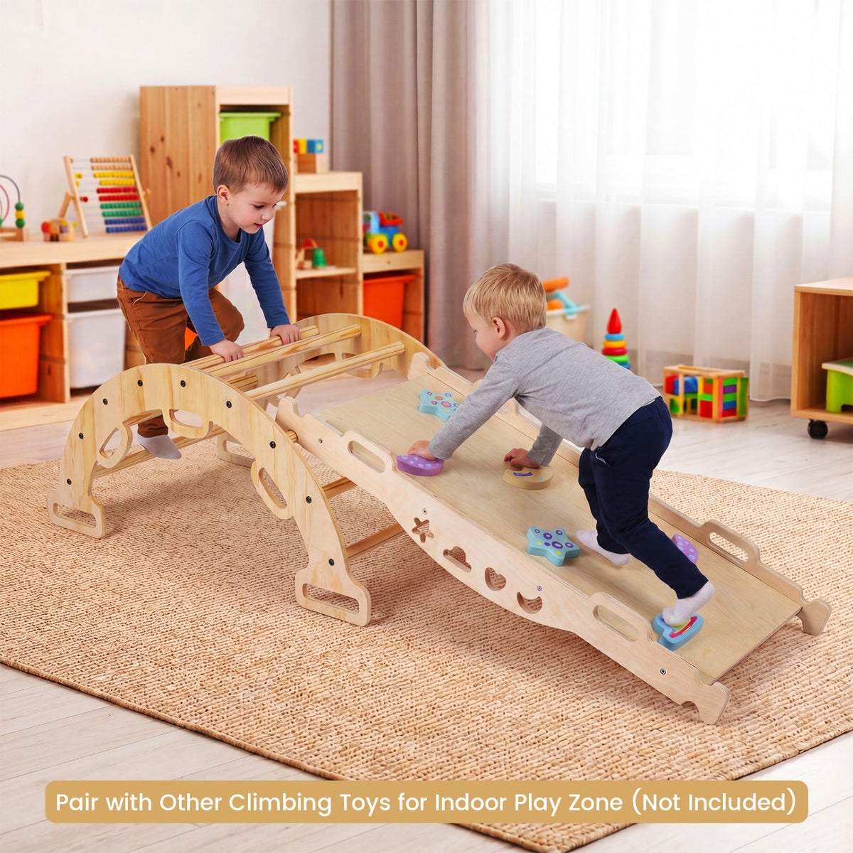 Wooden Rocking Climbing Arch with Cushion 3-in-1 Montessori