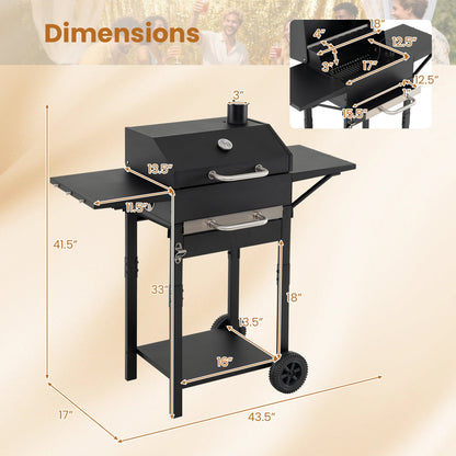 Charcoal Grill with Adjustable Chimney 284 sq.in