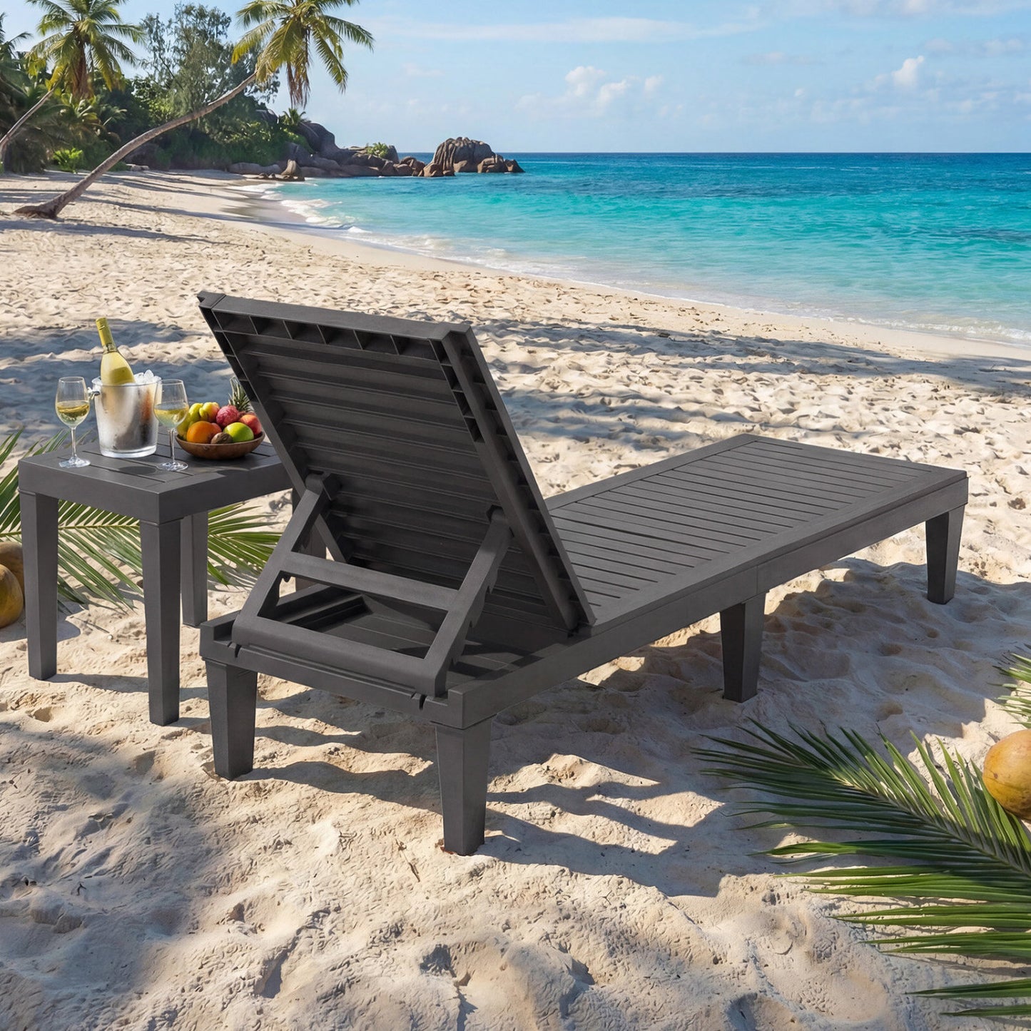 Outdoor Chaise Lounge Chair Set of 2 with 5-Position Backrest