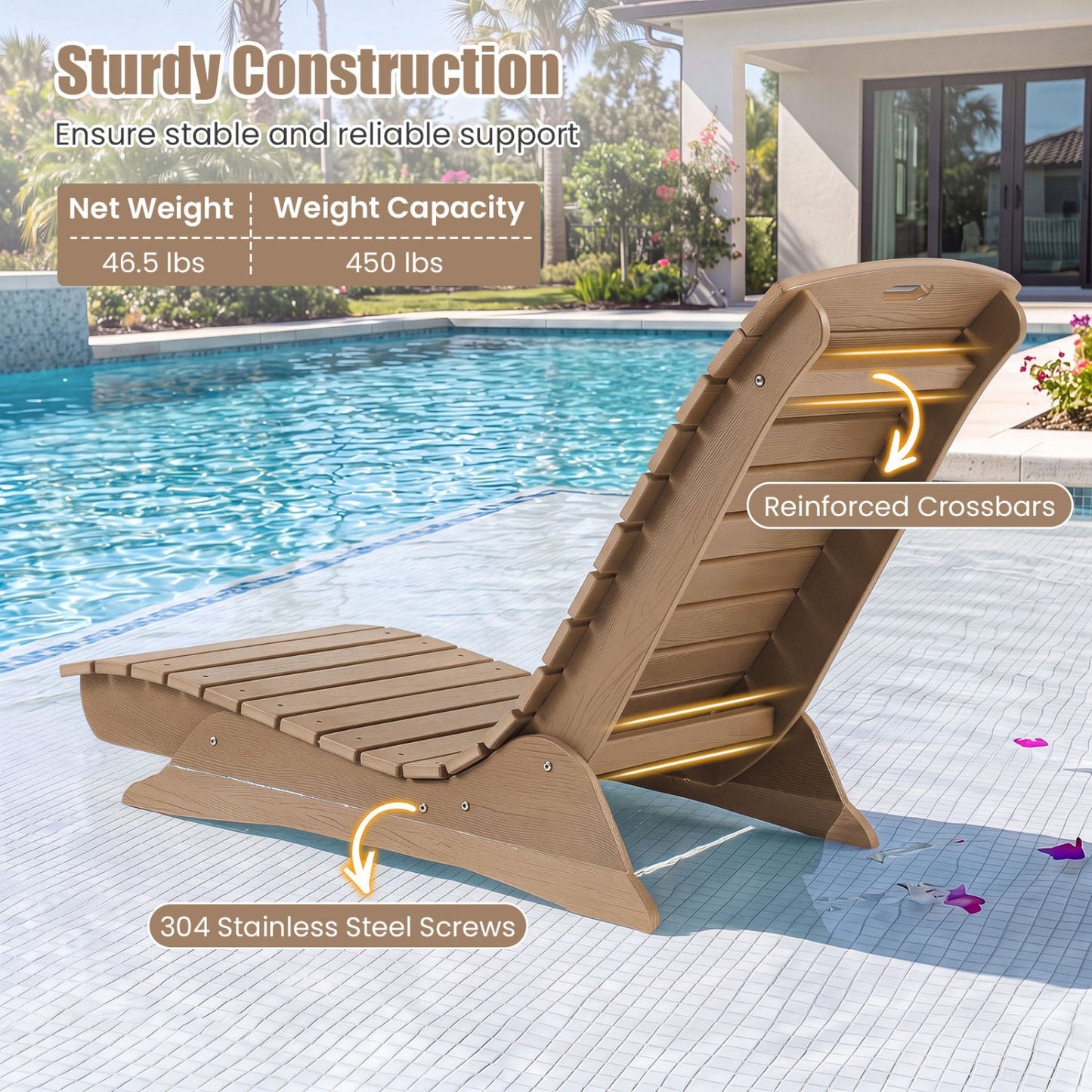 In-Pool Lounge Chair with Contoured Ergonomic Design