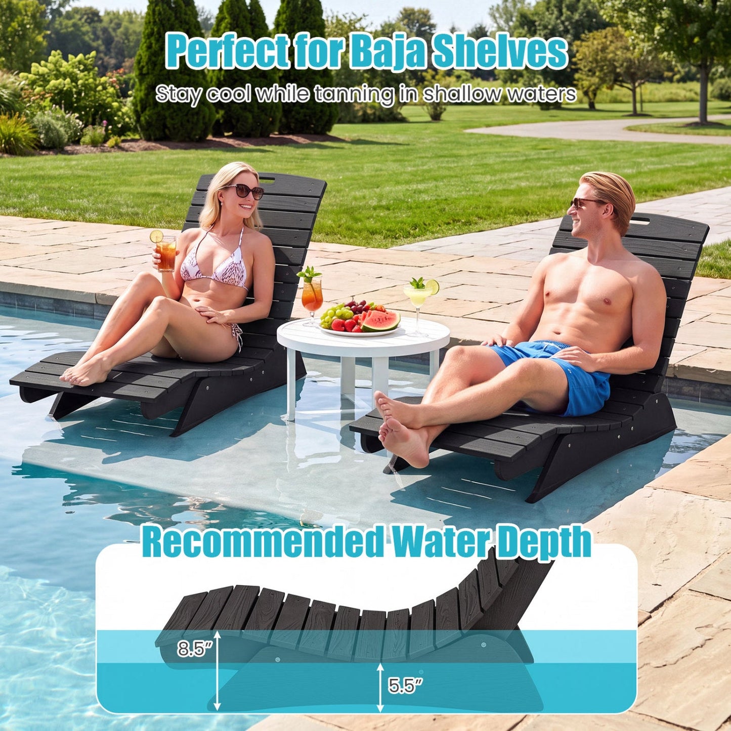 In-Pool Lounge Chair with Contoured Ergonomic Design